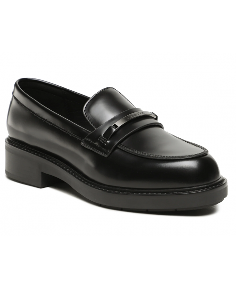 CALVIN KLEIN BLACK RUBBER SOLE LEATHER LOAFER HW0HW01791-BEH