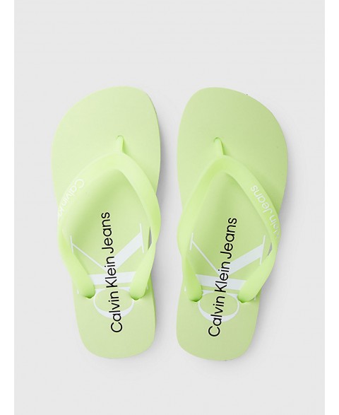 CALVIN KLEIN BEACH SANDAL MONOLOGO SS24 LIME SORBET YW0YW01246-0IK