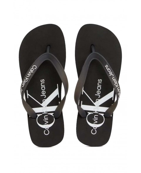 CALVIN KLEIN BEACH SANDAL MONOLOGO SS24 BLACK YW0YW01246-BDS