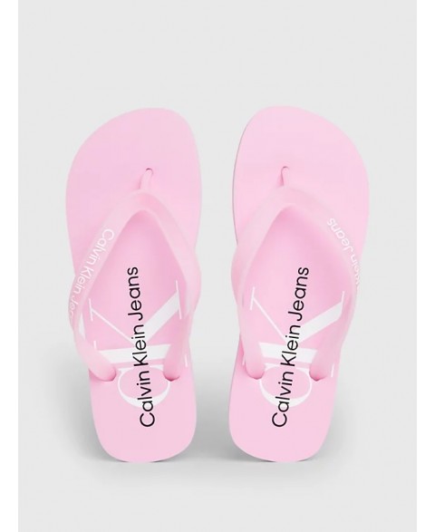 CALVIN KLEIN BEACH SANDAL MONOLOGO SS24 GLOWING GUAVA YW0YW01246-0J2