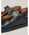 TOMMY HILFIGER HARDWARE LEATHER SPORTY SANDAL BLACK SS24 FW0FW07736-BDS