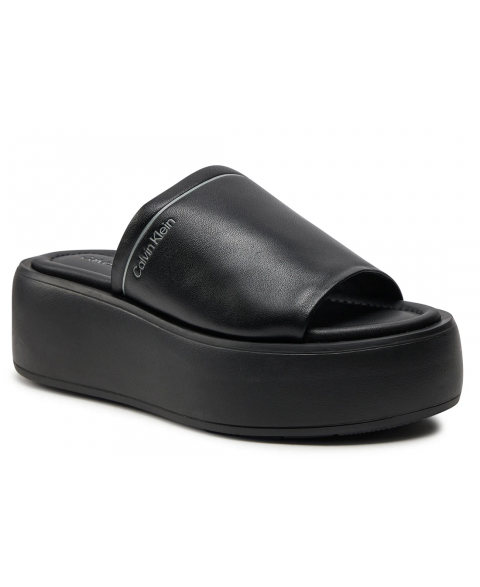 CALVIN KLEIN LEATHER BLACK FLATFORM SLIDE SS24 HW0HW01943-BEH