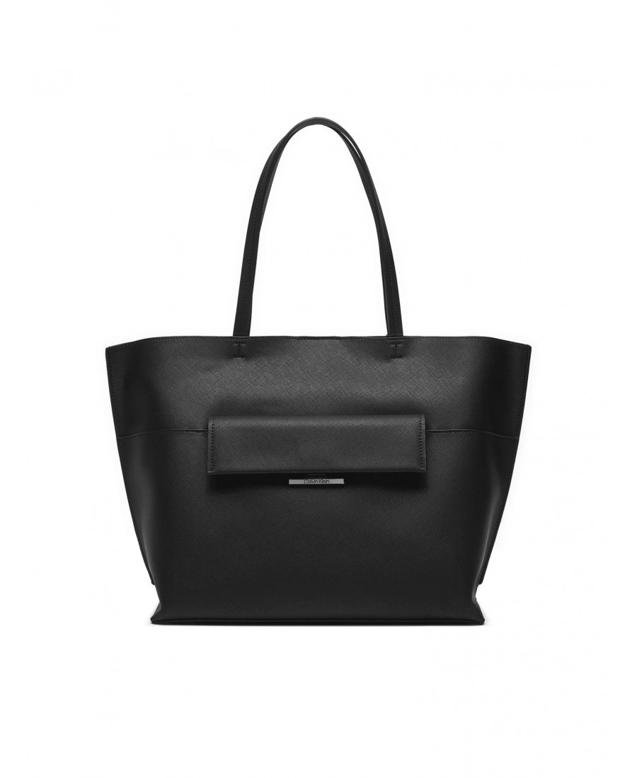 CALVIN KLEIN LINEAR MEDIUM SHOPPER SAFFIANO BLACK FW24/25 K60K612556-BEH