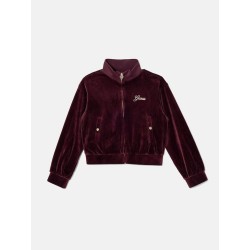 GUESS GIRL VELVET ZIPPER SWEATSHIRT  BURGUNDY J4BQ21KCH92-RGP