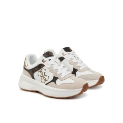 GUESS SNEAKERS LUCKEI WHITE BROWN FLPLUCPEL12-WHIBR