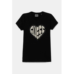 GUESS GIRL COTTON T-SHIRT HEART BLACK J5RI46J1314-JBLK