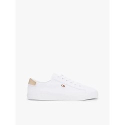 TOMMY HILFIGER VULC WHITE CANVAS LACE UP SNEAKER FW0FW08647 -YBS