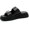 TAMARIS LEATHER FLATFORM MULE BLACK 1-27239-42-003