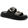 TAMARIS LEATHER FLATFORM MULE BLACK 1-27239-42-003