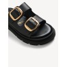 TAMARIS LEATHER FLATFORM MULE BLACK 1-27239-42-003
