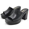 RAGAZZA LEATHER PLATFORM MULE 0920-BLACK