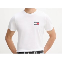 TOMMY HILFIGER WHITE TSHIRT SLIM ESSENTIAL FLAG TEE EX DM0DM20740-YBR
