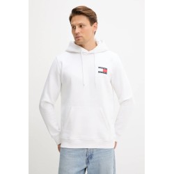 TOMMY HILFIGER JEANS ESSENTIAL FLAG HOOD SWEATSHIRT WHITE DM0DM20738-YBR