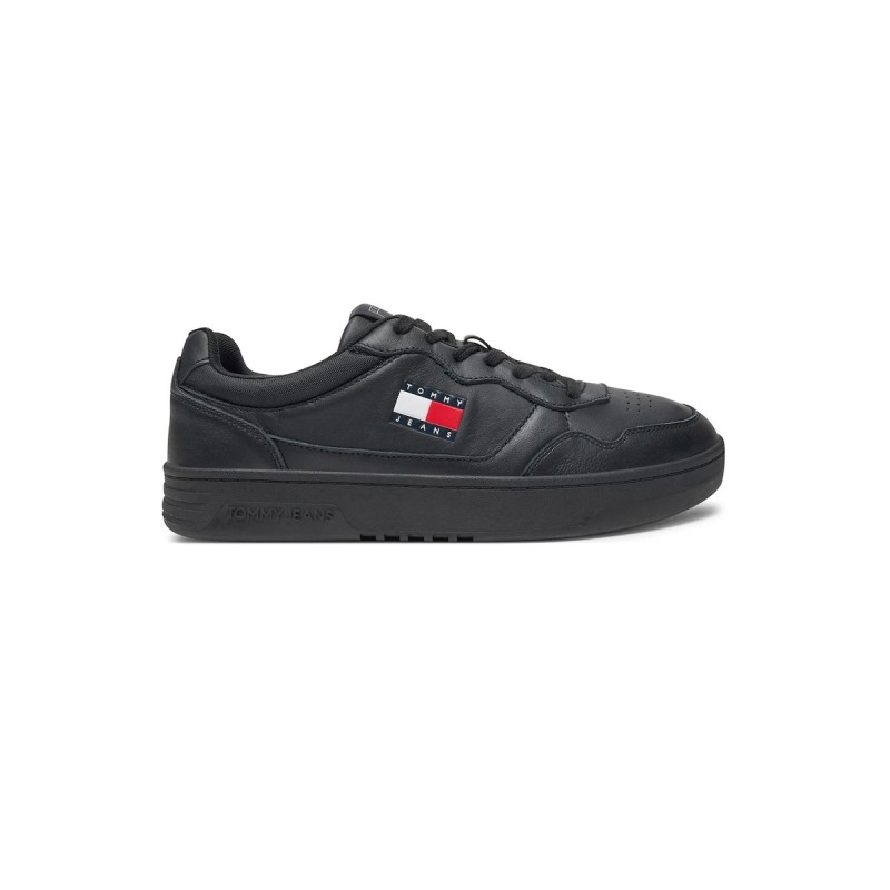 TOMMY HILFIGER JEANS CUPSOLE LEATHER SNEAKERS BLACK EM0EM01443-BDS