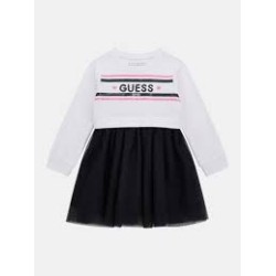 GUESS GIRL DRESS LOGO WHITE BLACK K5YK01KB8R0-G011