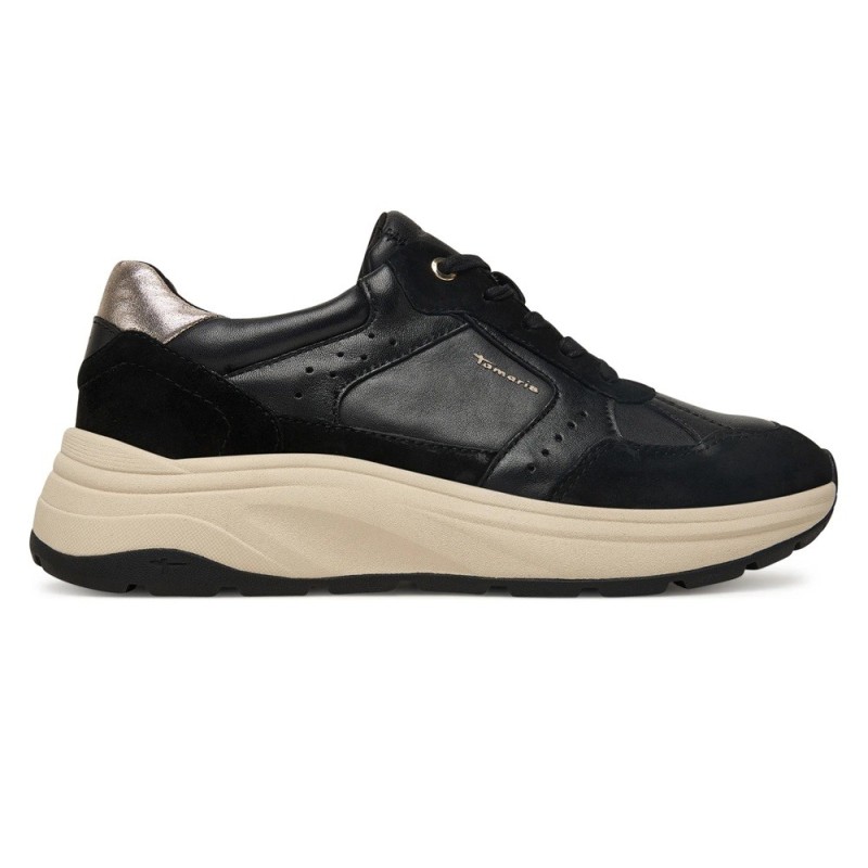 TAMARIS BLACK LEATHER SNEAKER 1-23772-45-098