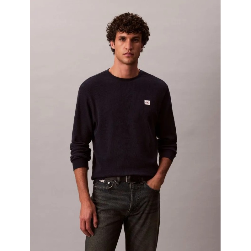 CALVIN KLEIN JEANS LONG SLEEVE WAFFLE T-SHIRT DARK SAPHIRE LV040EM217-CEF
