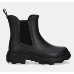 TOMMY HILFIGER BLACK RUBBER FLAG CLEATED RAINBOOT FW0FW08637-BDS