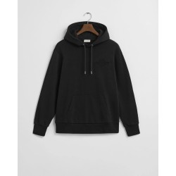 GANT REGULAR TONAL SHIELD HOODIE SWEATSHIRT BLACK 2067056-005