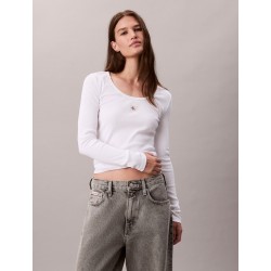 CALVIN KLEIN RIB COTTON  SLIM FIT WTH SLEEVES WHITE LV047D218G-YAA