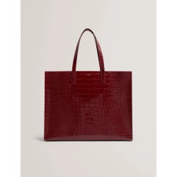 TED BAKER WELLMA CROC EFFECT EXTRA LARGE ICON BAG WINE 281941