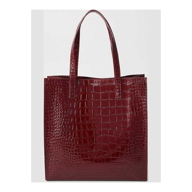 TED BAKER WENELLA CROC EFFECT LARGE ICON BAG WINE 281942