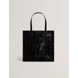 TED BAKER VANNDA CROC EFFECT LARGE ICON BAG BLACK 281935
