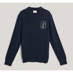 GANT SMALL GRAPHIC BADGE C-NECK EVENING BLUE 8030266-433