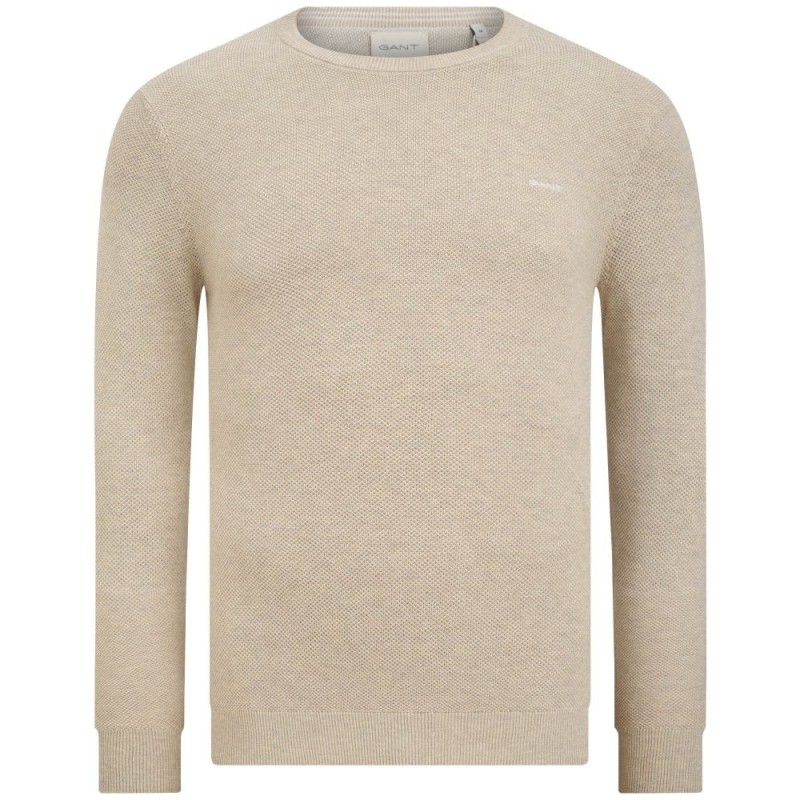 GANT LIGHT BEIGE COTTON PIQUE C NECK 8040521-253