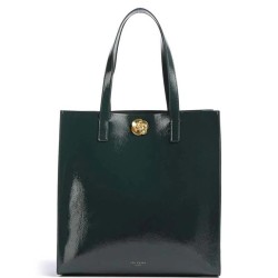 TED BAKER ROSE DETAIL CRINKLE LARGE TOTE BAG DK-GREEN 282271