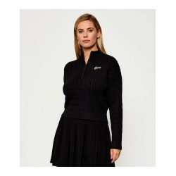 GUESS CABLE KNIT HALF ZIP SWEATER BLACK V5BR02Z0572-JBLK