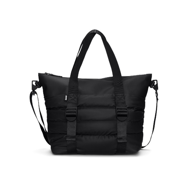 RAINS PUFFER MIX TOTE BAG MINI W3 WEEKEND BAG BLACK 14010-01