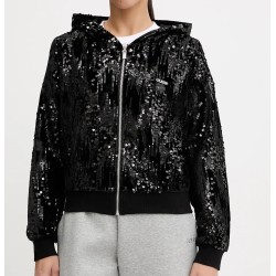 GUESS SEQUINS FULL ZIP HOODIE ΦΟΥΤΕΡ ΓΥΝΑΙΚΕΙΟ BLACK V5BQ02K1922-JBLK