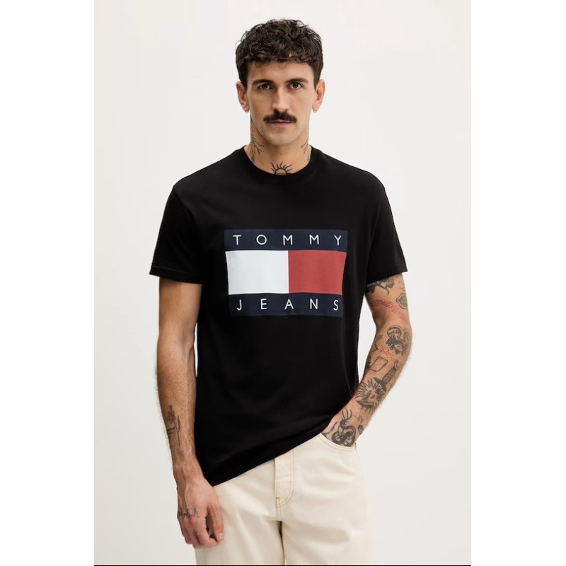 TOMMY HILFIGER TJM REG BIG FLAG SS TEE EXT BLACK DM0DM22645-BDS