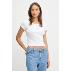 CALVIN KLEIN A- WOVEN LABEL 2X2 RIB BABY TE BRIGHT WHITE LV047C200G-YAA