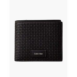 CALVIN KLEIN WALLET EMBOSSED WOVEN BILLBORD W/COIN BLACK LV04D1125G-UB1