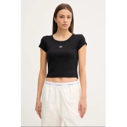 CALVIN KLEIN A- WOVEN LABEL 2X2 RIB BABY TE BLACK LV047C200G-UB1