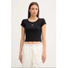 CALVIN KLEIN A- WOVEN LABEL 2X2 RIB BABY TE BLACK LV047C200G-UB1