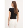 CALVIN KLEIN A- WOVEN LABEL 2X2 RIB BABY TE BLACK LV047C200G-UB1
