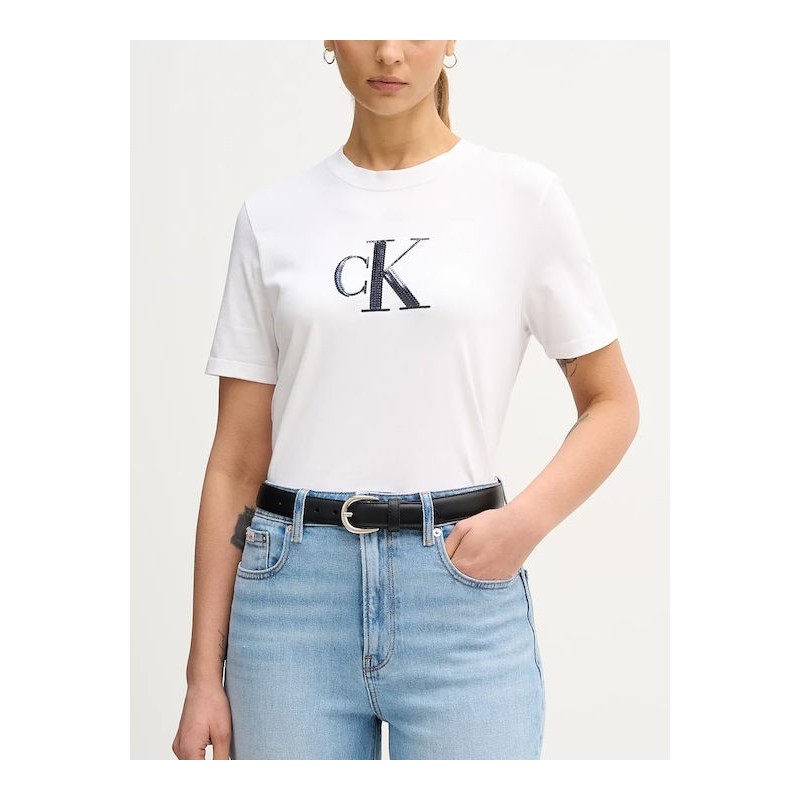 CALVIN KLEIN SS SEQUIN CK GRAPHIC TEE BRILLIANT WHITE LV044E215G-YAA