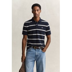 GANT STRIPED SS POLO EVENING BLUE 2014094-433