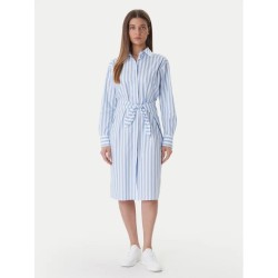 CALVIN KLEIN YARNDYE COTTON POPLIN SHIRTDRE BLUE DESCENT 2 COLOR WIDE STRIPE LV044F032G-C32
