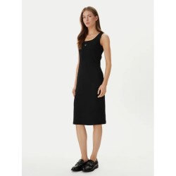 CALVIN KLEIN SL BABY RIB WOVEN LABEL SQUARE DRESS BLACK LV047F257G-UB1