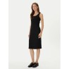 CALVIN KLEIN SL BABY RIB WOVEN LABEL SQUARE DRESS BLACK LV047F257G-UB1