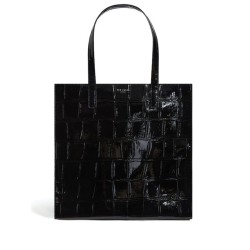 TED BAKER VANNDA CROC EFFECT LARGE ICON BAG BLACK 283927