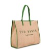 TED BAKER PALLMER FAUX RAFFIA LARGE ICON BAG GREEN 284036