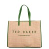 TED BAKER PALLMER FAUX RAFFIA LARGE ICON BAG GREEN 284036