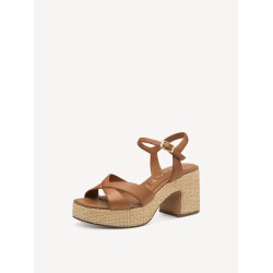 TAMARIS LEATHER PLATFORM SANDAL COGNAC 1-28313-44-305