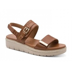 TAMARIS LEATHER FLATFORM COGNAC 1-28264-44-348
