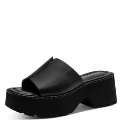 TAMARIS LEATHER PLATFORM MULE  BLACK 1-27235-46-003